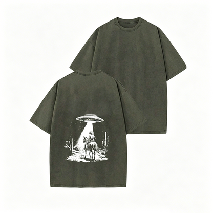 👕 LIMITED-TIME 50% OFF! ✨ Vintage UFO Cowboy Graphic Tee – Retro, Unique, Soft Cotton 🛸