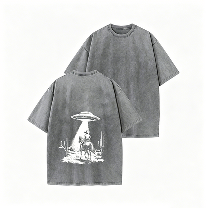 👕 LIMITED-TIME 50% OFF! ✨ Vintage UFO Cowboy Graphic Tee – Retro, Unique, Soft Cotton 🛸