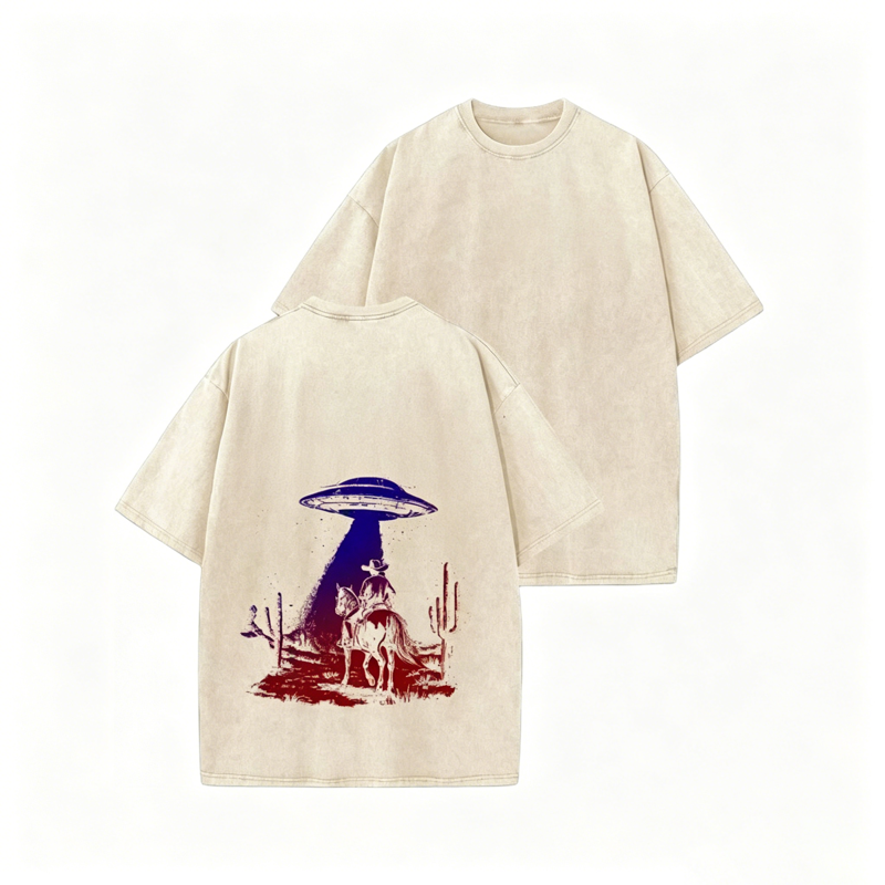 👕 LIMITED-TIME 50% OFF! ✨ Vintage UFO Cowboy Graphic Tee – Retro, Unique, Soft Cotton 🛸
