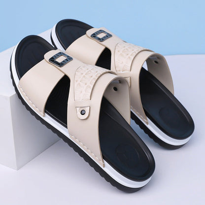 Men's Faux Leather Slip-On Sandals