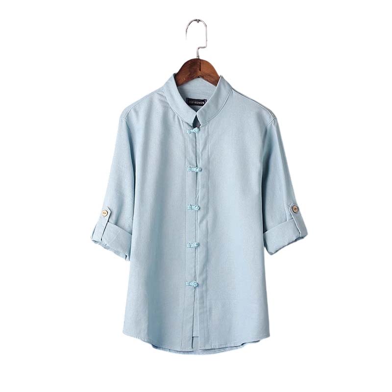 Men's Casual Linen Mandarin Collar Shirt