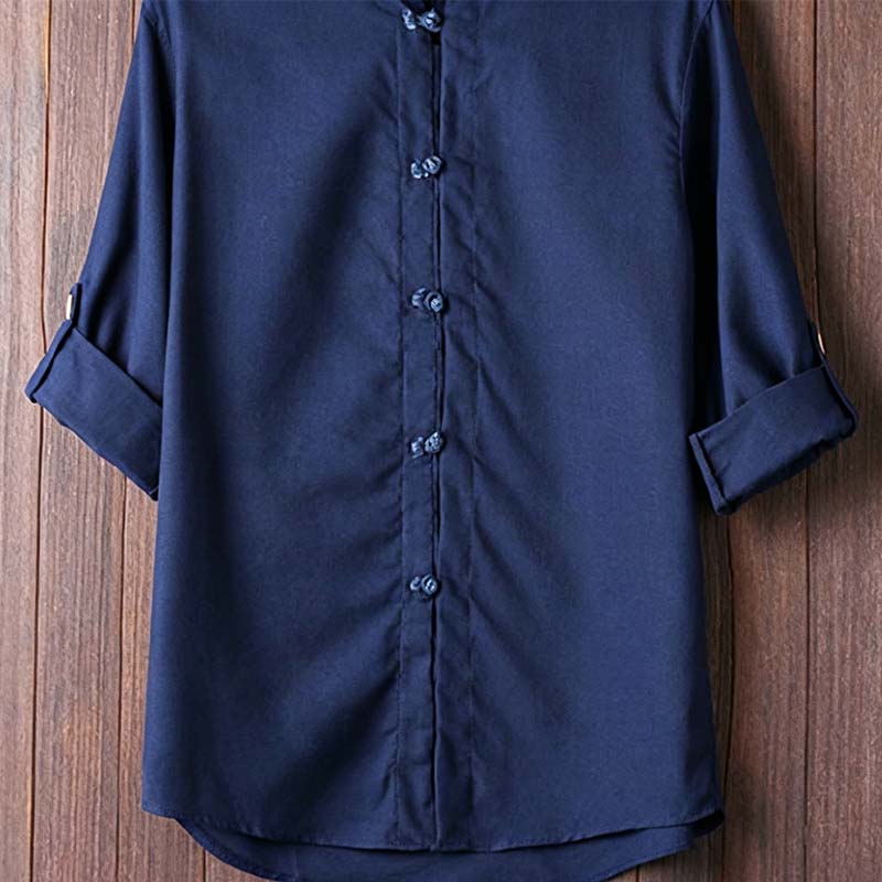 Men's Casual Linen Mandarin Collar Shirt