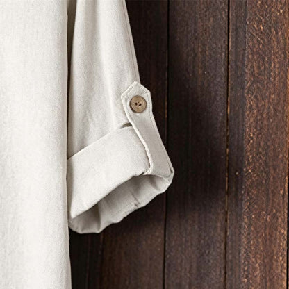 Men's Casual Linen Mandarin Collar Shirt