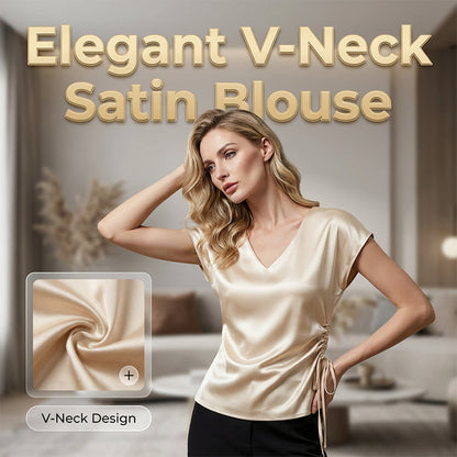 Women's Solid Color Silky V-Neck Tank Top