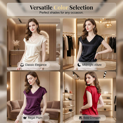 Women's Solid Color Silky V-Neck Tank Top