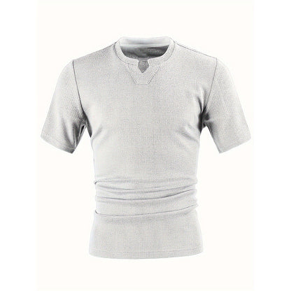 ✨ Men's V-Neck Short-Sleeve Shirt – Slim Fit, Modern & All-Day Fresh – Breathable Textured Knit, Notch Collar ☀️
