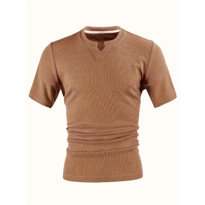 ✨ Men's V-Neck Short-Sleeve Shirt – Slim Fit, Modern & All-Day Fresh – Breathable Textured Knit, Notch Collar ☀️