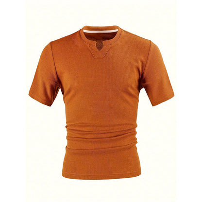 ✨ Men's V-Neck Short-Sleeve Shirt – Slim Fit, Modern & All-Day Fresh – Breathable Textured Knit, Notch Collar ☀️
