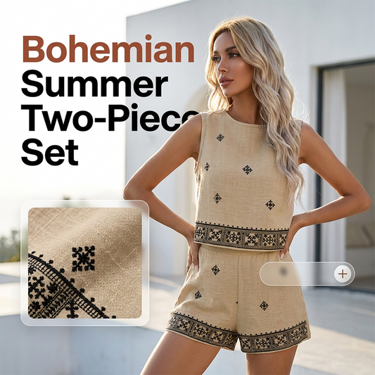 Women's Bohemian Print Sleeveless Top & Shorts Set