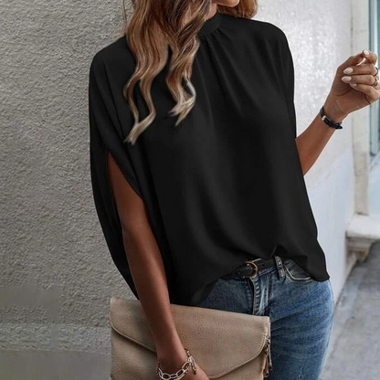 👚 LIMITED-TIME 50% OFF! ✨ Women's Mock Neck Top – Batwing Sleeve, Relaxed Fit, Elegant Drape 🍂