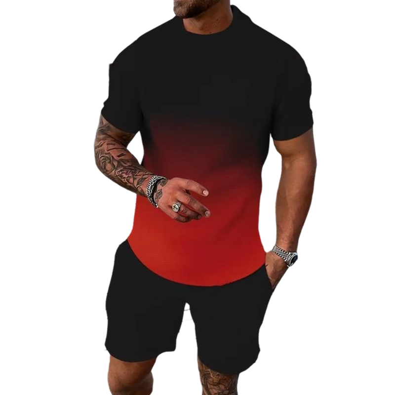 🔥Limited-time offer-Men's Gradient Print Shirt and Shorts Set