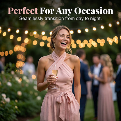 Elegant Halter Sleeveless Jumpsuit with Waist Tie