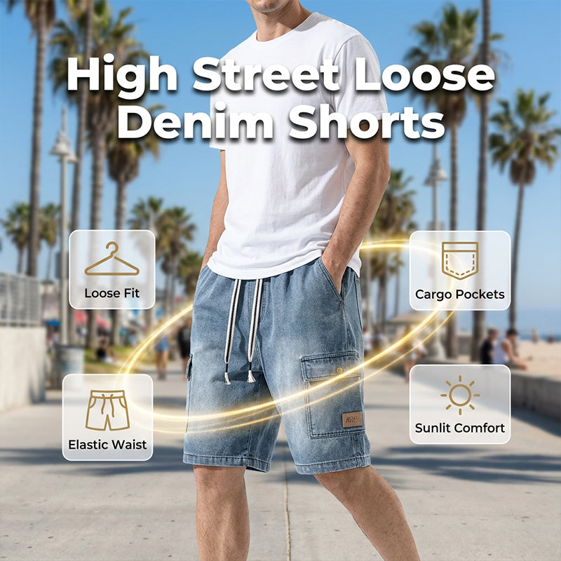 Men‘s High Street Loose Denim Shorts