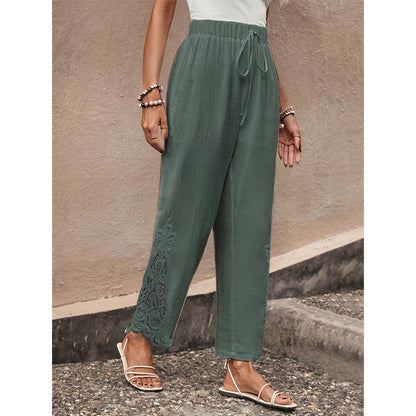 ✨ Women's Wide-Leg Pants – Breathable, Lace Crochet, Drawstring Waist 🌸