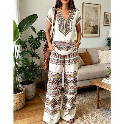 👗 LIMITED-TIME 50% OFF! ✨ Women's Printed Top & Pants Set – Boho Prints, Relaxed Fit, Vacation Ready 🌴