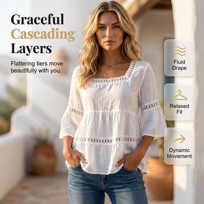 Elegant Square Neck Summer Blouse
