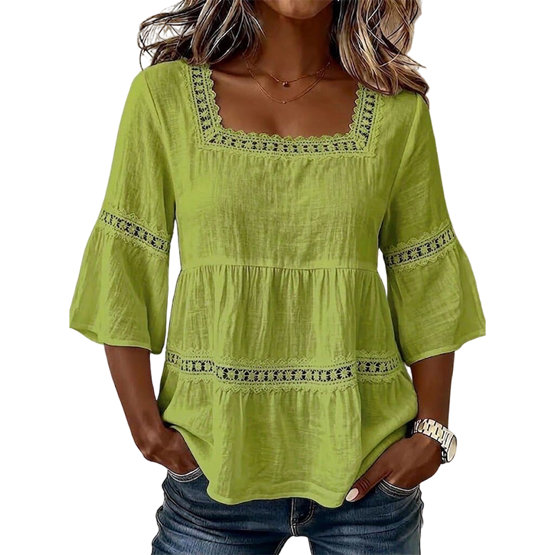Elegant Square Neck Summer Blouse