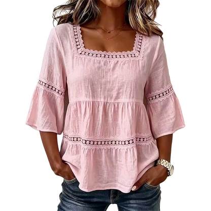 Elegant Square Neck Summer Blouse