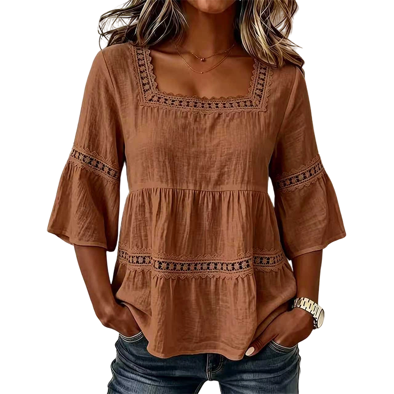 Elegant Square Neck Summer Blouse