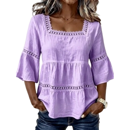 Elegant Square Neck Summer Blouse