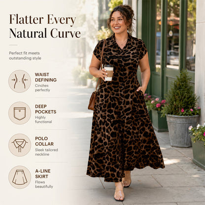 👗 LIMITED-TIME 50% OFF! 💥 Women's Elegant Leopard Print Lapel Dress – Chic, Flattering, Statement Style ✨