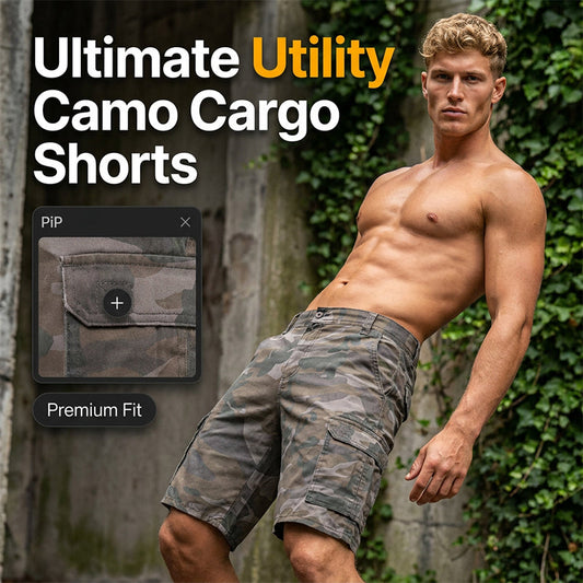 Men's Multi-Pocket Camo Cargo Shorts