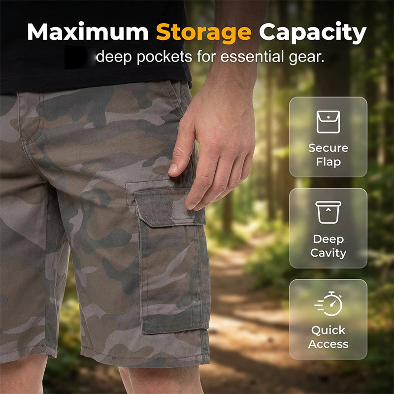 Men's Multi-Pocket Camo Cargo Shorts