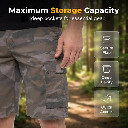 Men's Multi-Pocket Camo Cargo Shorts
