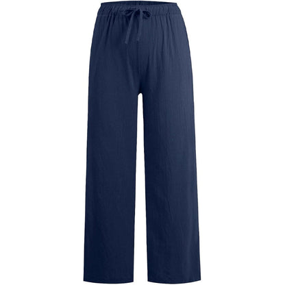 Women's Summer Cotton Linen Wide Leg Pants