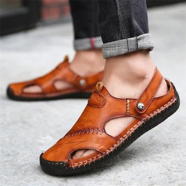 Men's Large Size Breathable Outdoor Soft Leather Sandals（Suitable for Summer）