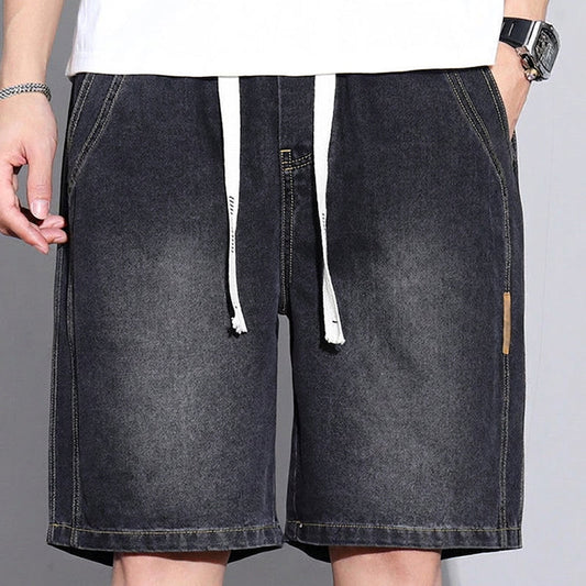 💥 Men's Vintage Denim Casual Shorts – Relaxed Fit, Drawstring Waist, Deep Pockets ✨
