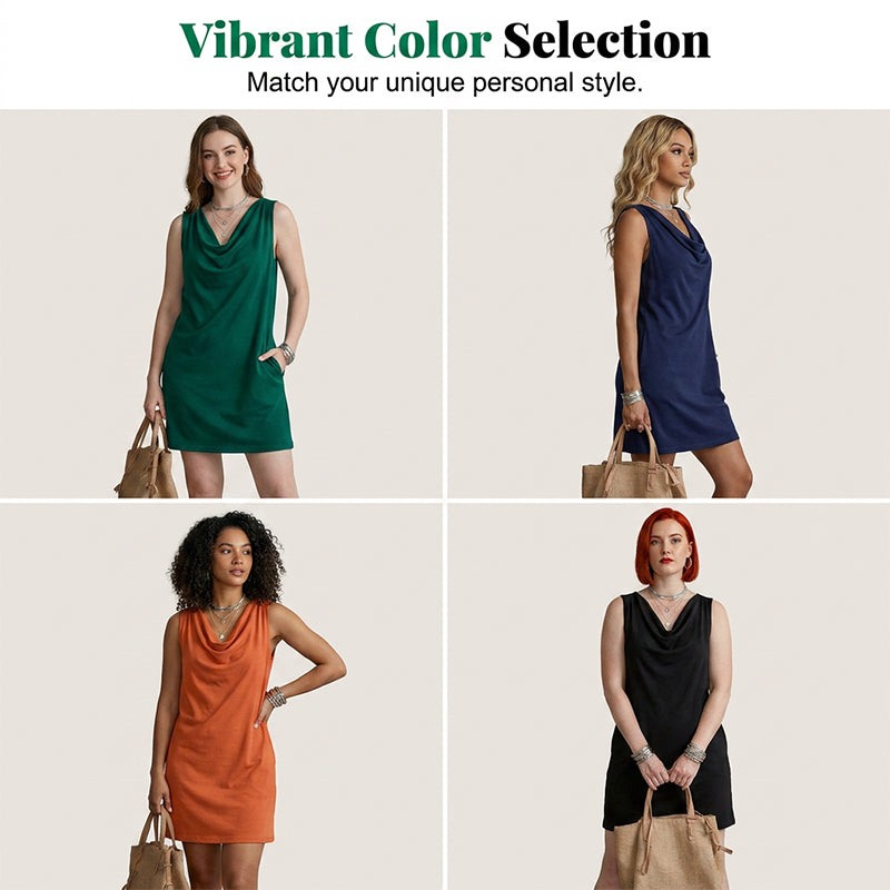 ⏳Limited-time 50% off⏰Elegant Slim Fit Cowl Neck Dress👑👗