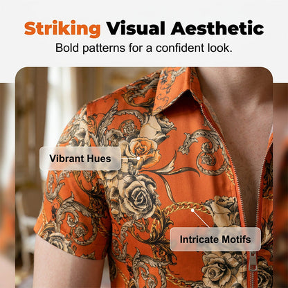 🧥 LIMITED-TIME 50% OFF! 💥 Men's Vintage Floral Print Zip-Up Top – Ultra-Soft, Structured Collar, Versatile ✨