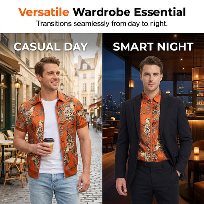 🧥 LIMITED-TIME 50% OFF! 💥 Men's Vintage Floral Print Zip-Up Top – Ultra-Soft, Structured Collar, Versatile ✨