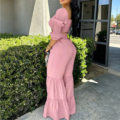 Women’s Crop Top and Flared Pants Set