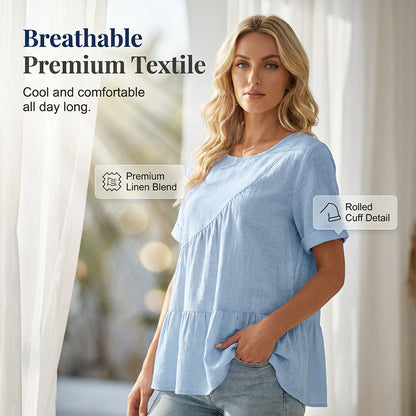 Women's Short Sleeve Tiered Tunic Top