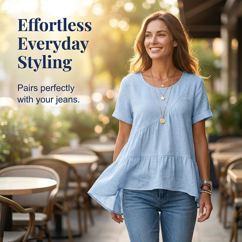 Women's Short Sleeve Tiered Tunic Top