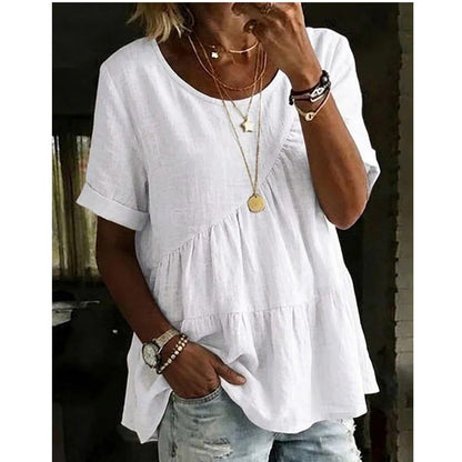 Women's Short Sleeve Tiered Tunic Top