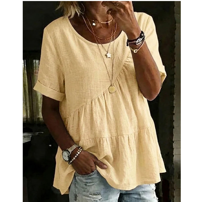 Women's Short Sleeve Tiered Tunic Top
