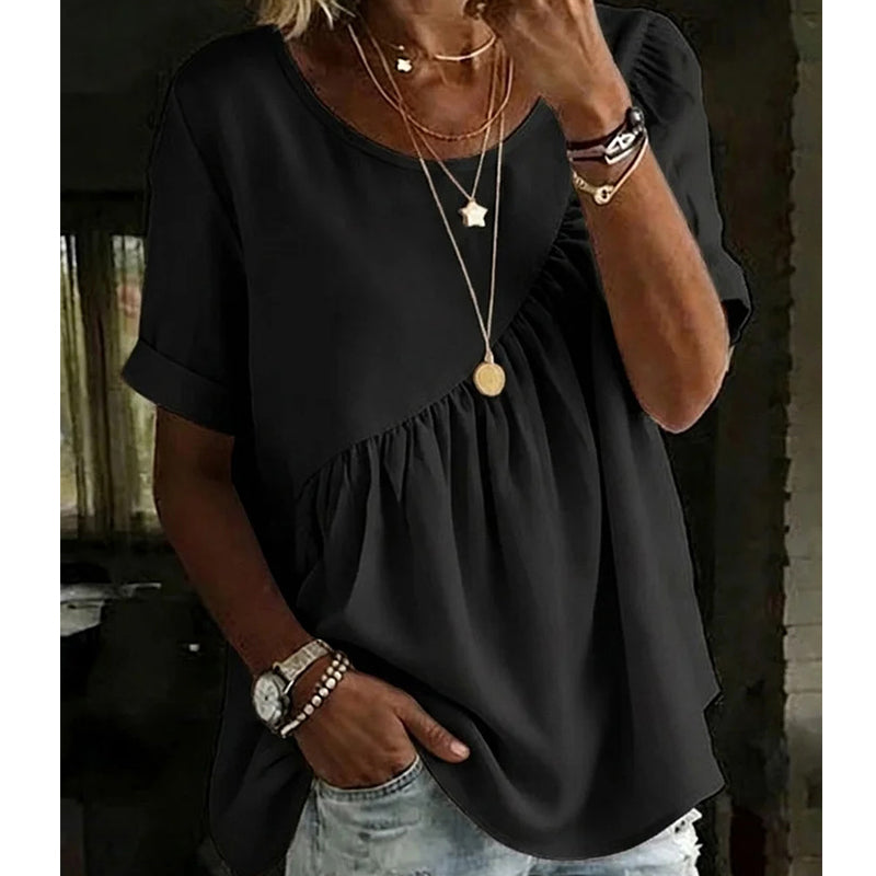 Women's Short Sleeve Tiered Tunic Top