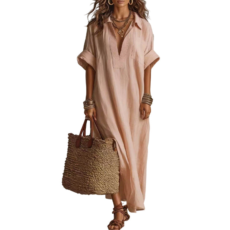 💃 Women's Minimalist Solid Color Maxi Dress – Effortlessly Chic ✨