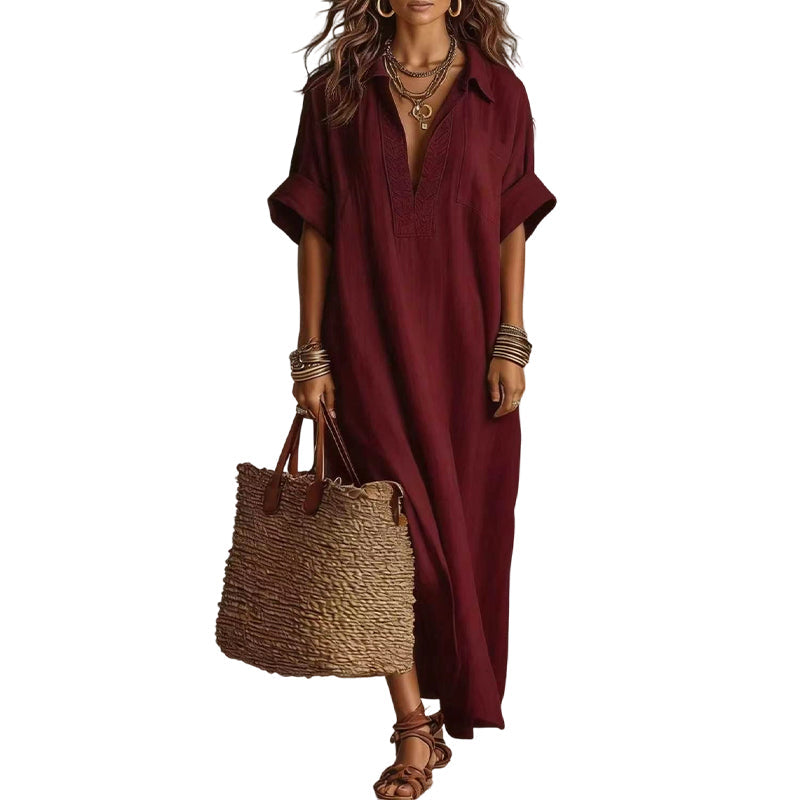 💃 Women's Minimalist Solid Color Maxi Dress – Effortlessly Chic ✨