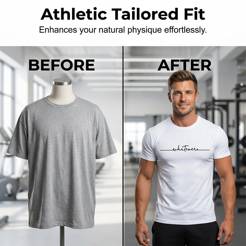 👕 LIMITED-TIME 50% OFF! ✨ Men's Summer Graphic Print Crew Neck T-Shirt – Minimalist Script, Athletic Fit, Breathable 🔥