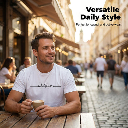 👕 LIMITED-TIME 50% OFF! ✨ Men's Summer Graphic Print Crew Neck T-Shirt – Minimalist Script, Athletic Fit, Breathable 🔥