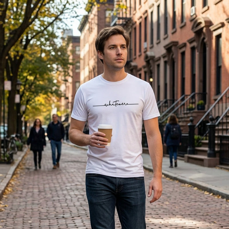 👕 LIMITED-TIME 50% OFF! ✨ Men's Summer Graphic Print Crew Neck T-Shirt – Minimalist Script, Athletic Fit, Breathable 🔥