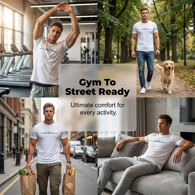 👕 LIMITED-TIME 50% OFF! ✨ Men's Summer Graphic Print Crew Neck T-Shirt – Minimalist Script, Athletic Fit, Breathable 🔥