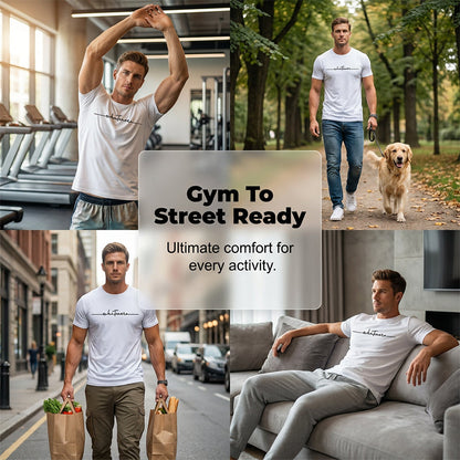 👕 LIMITED-TIME 50% OFF! ✨ Men's Summer Graphic Print Crew Neck T-Shirt – Minimalist Script, Athletic Fit, Breathable 🔥