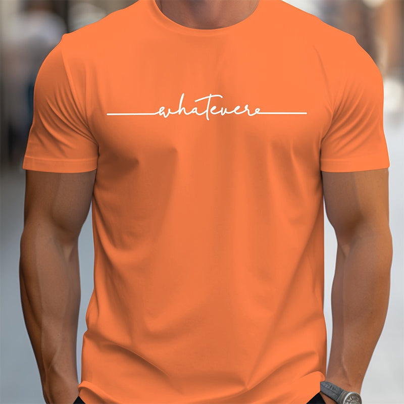 👕 LIMITED-TIME 50% OFF! ✨ Men's Summer Graphic Print Crew Neck T-Shirt – Minimalist Script, Athletic Fit, Breathable 🔥