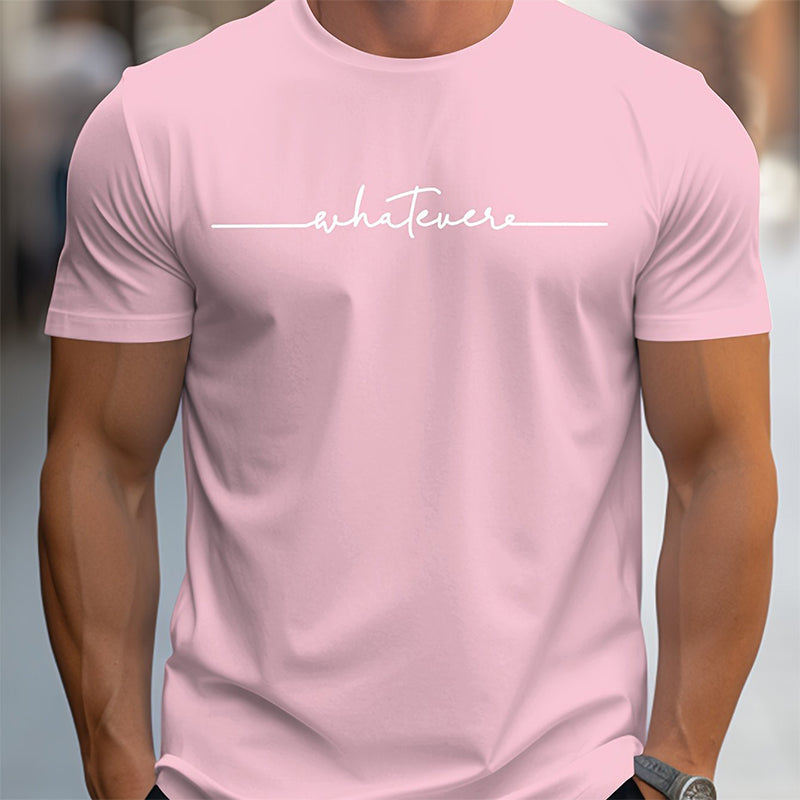 👕 LIMITED-TIME 50% OFF! ✨ Men's Summer Graphic Print Crew Neck T-Shirt – Minimalist Script, Athletic Fit, Breathable 🔥