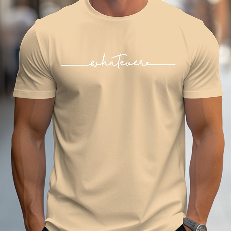 👕 LIMITED-TIME 50% OFF! ✨ Men's Summer Graphic Print Crew Neck T-Shirt – Minimalist Script, Athletic Fit, Breathable 🔥